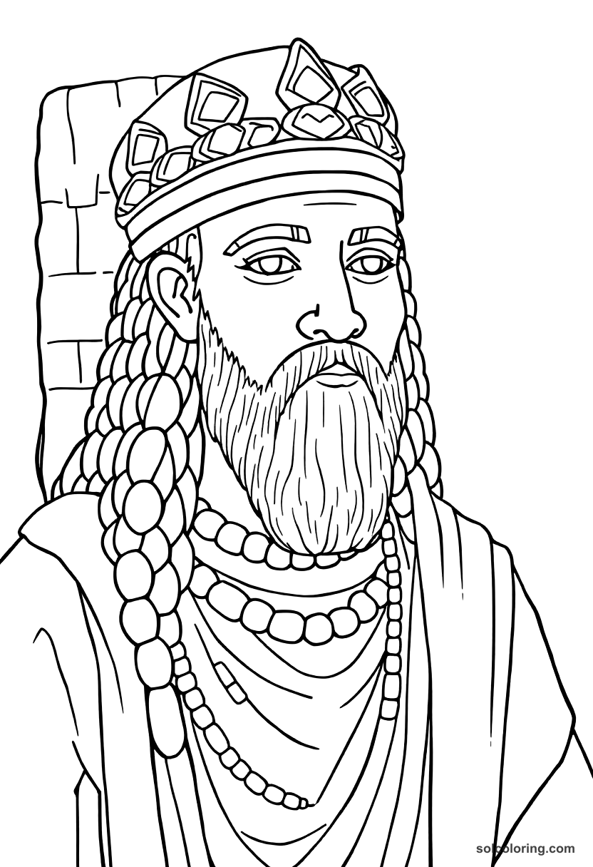 Sumerian Cuneiform Clay Tablet School coloring page, free printable detailed style