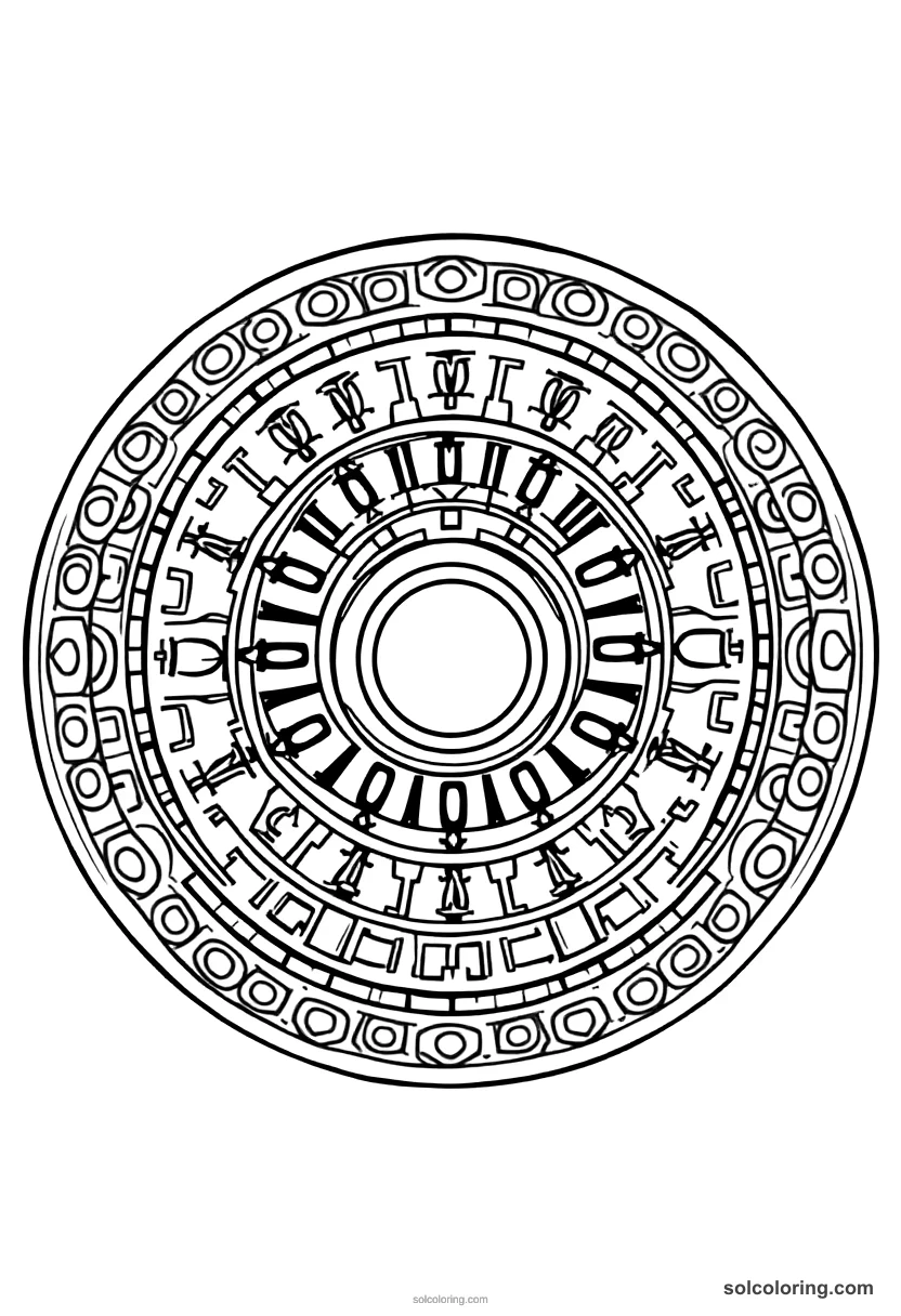 Mandala Sumerian Cuneiform Clay Tablet School mandala coloring page for kids