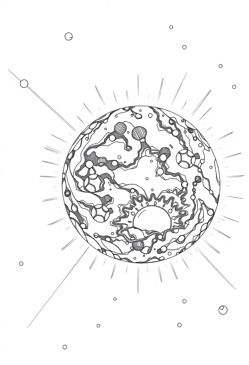 Sun with Solar Flares coloring page, free printable