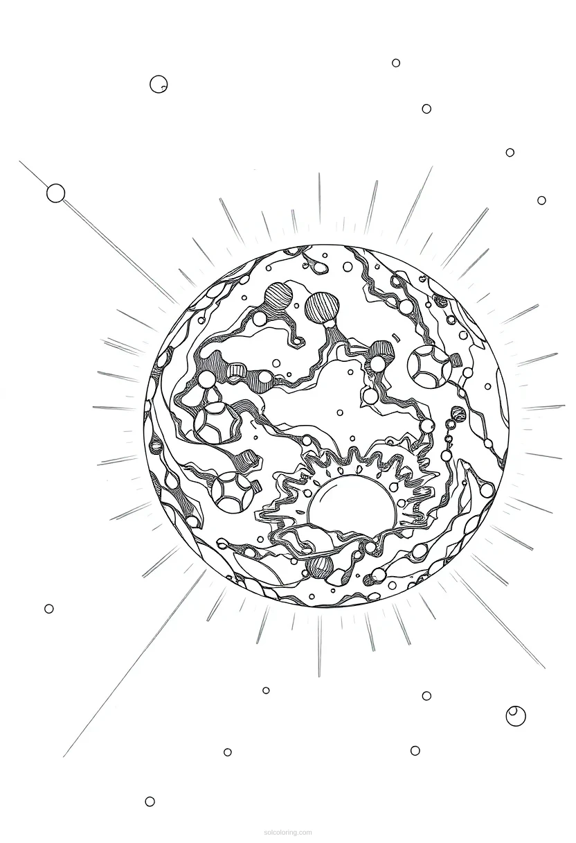 Sun With Solar Flares coloring page for kids