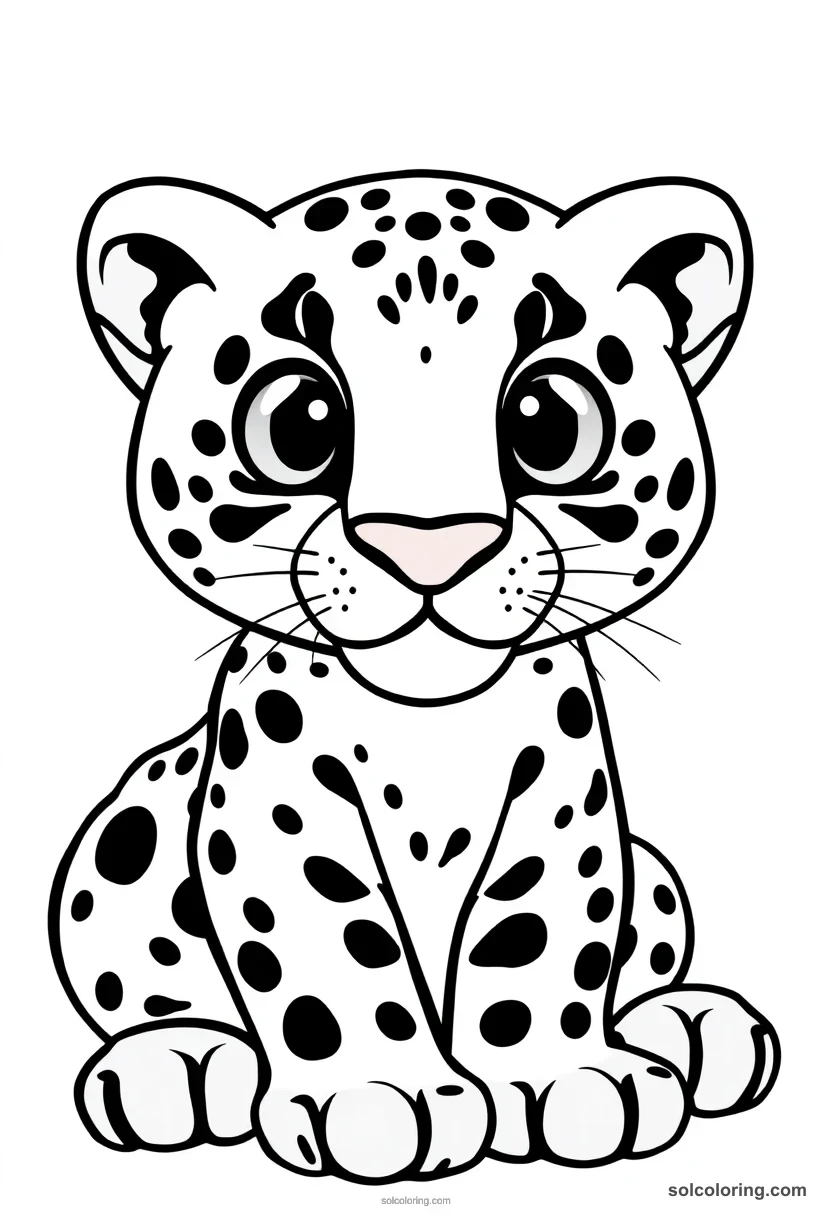 Cute Cartoon Sunda Clouded Leopard cute cartoon coloring page for kids