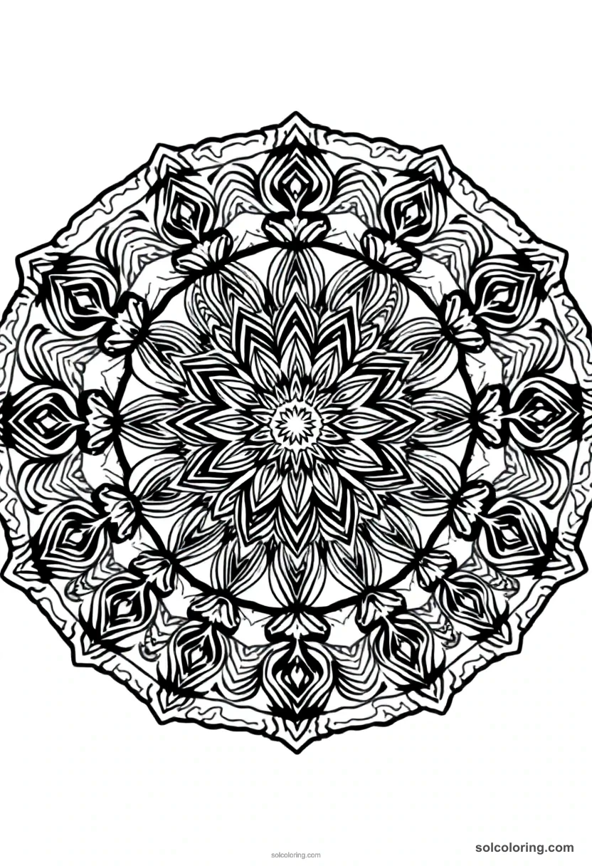 Mandala Sunda Clouded Leopard mandala coloring page for kids