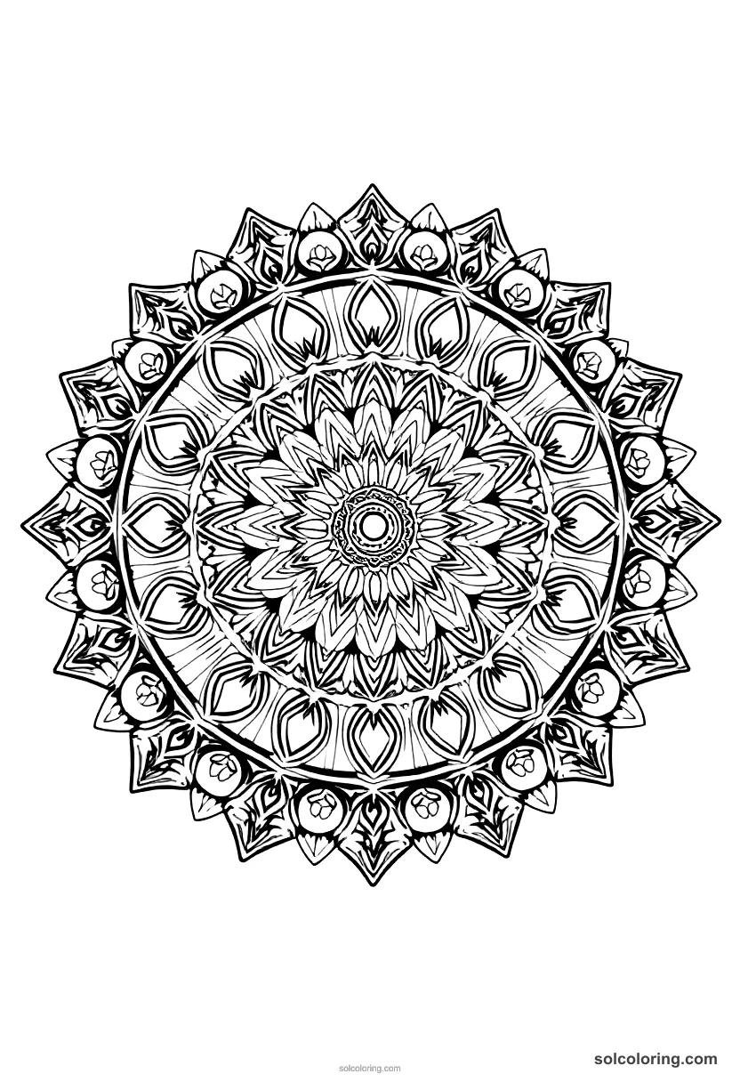 Mandala Sundiata Keita Founding the Mali Empire mandala coloring page for kids