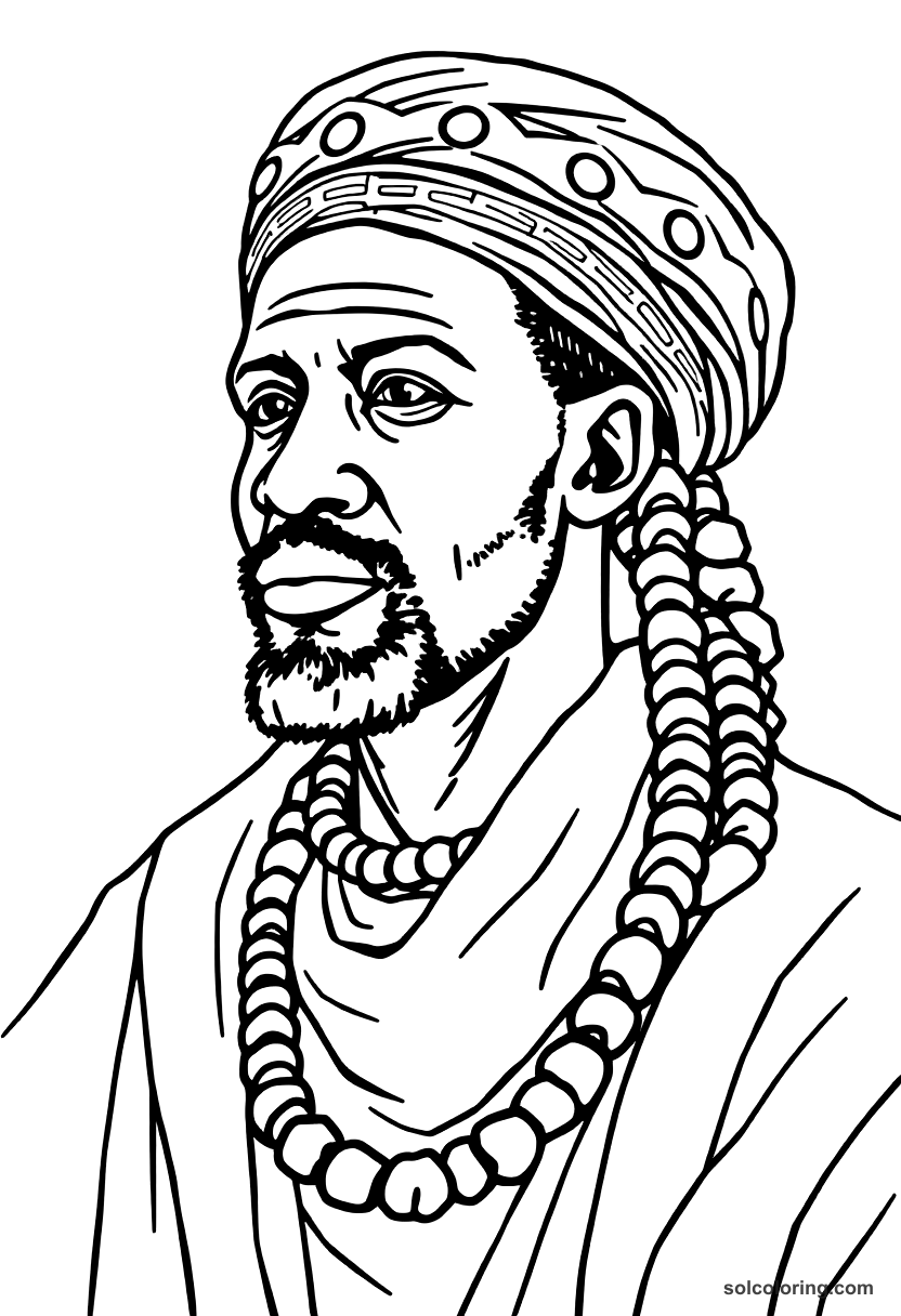 Sundiata Keita Founding the Mali Empire coloring page, free printable realistic style