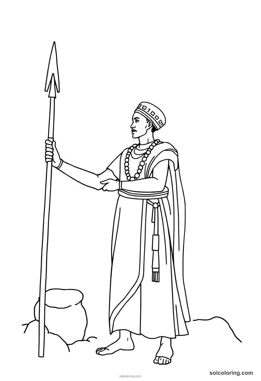 Simple Sundiata Keita Founding the Mali Empire simple coloring page for kids