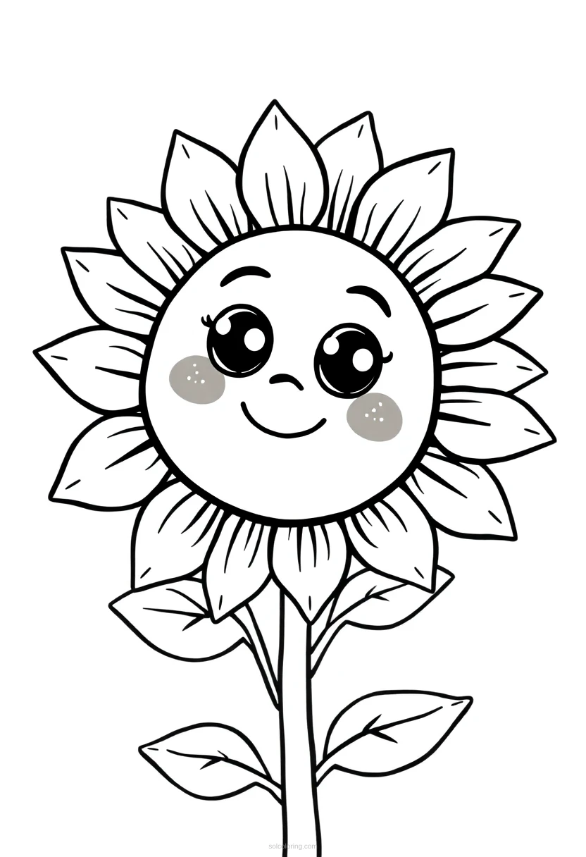 Sunflower coloring page for kids