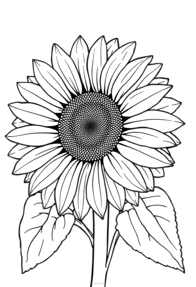 Sunflower coloring page for kids