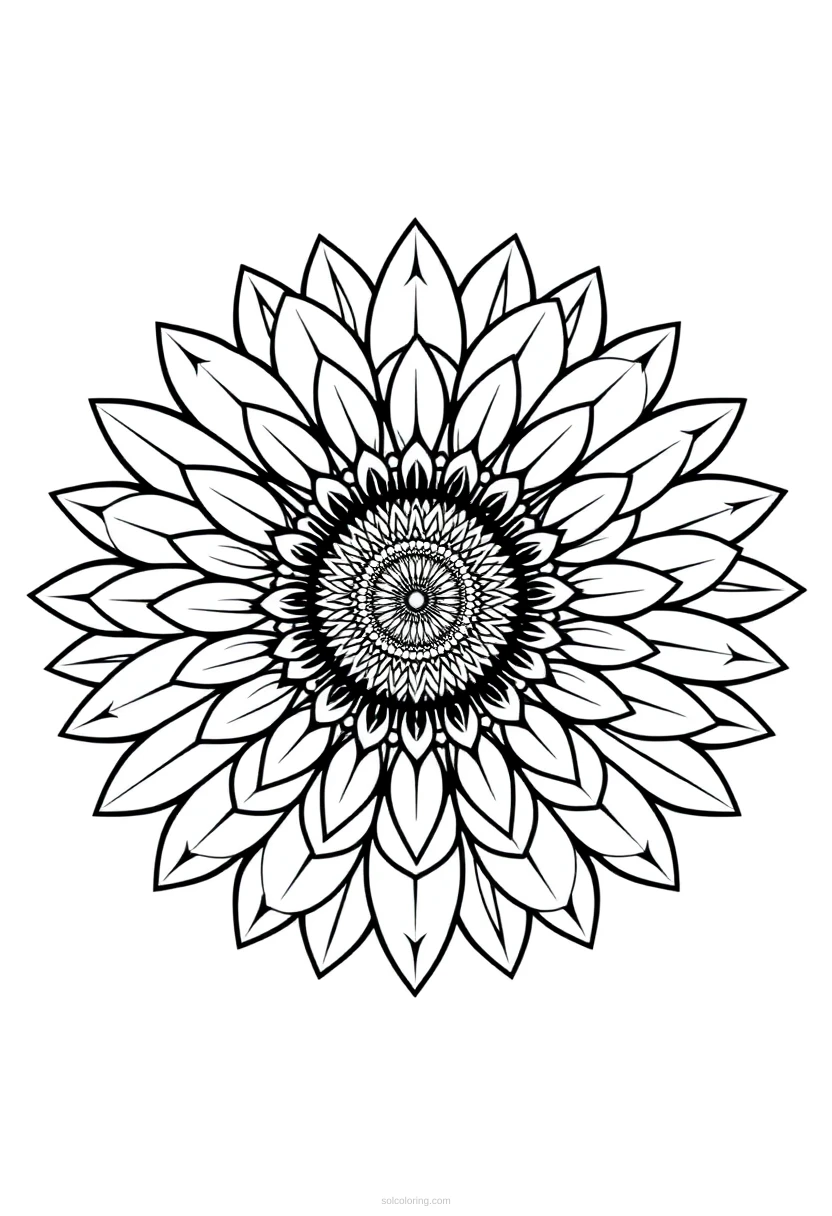 Sunflower coloring page for kids