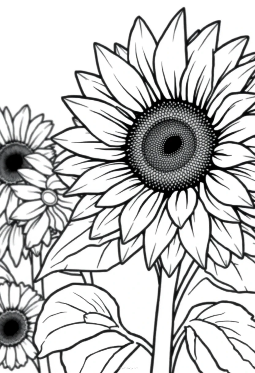 Sunflower coloring page for kids