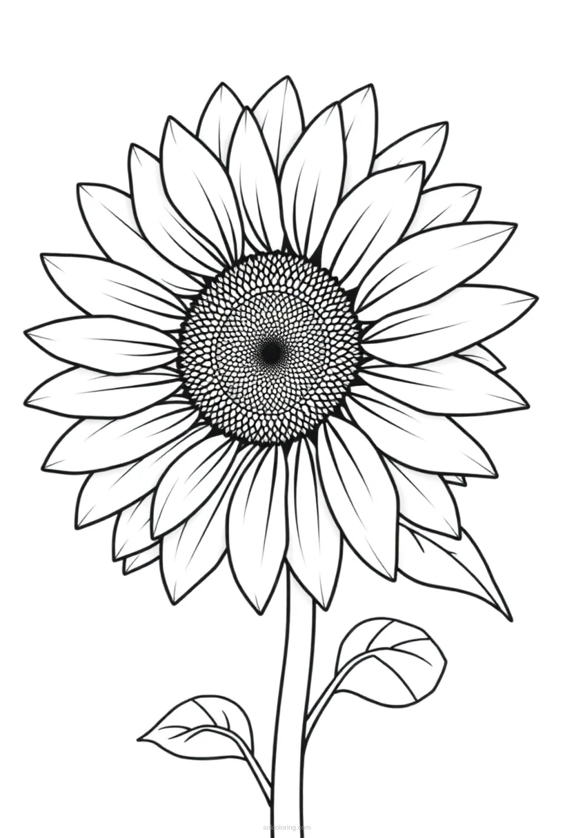 Sunflower coloring page for kids