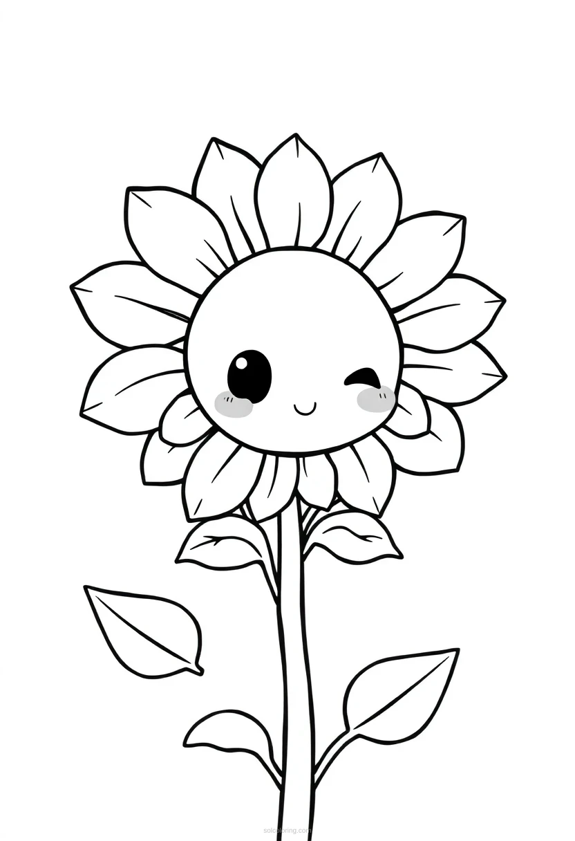 Sunflower coloring page for kids