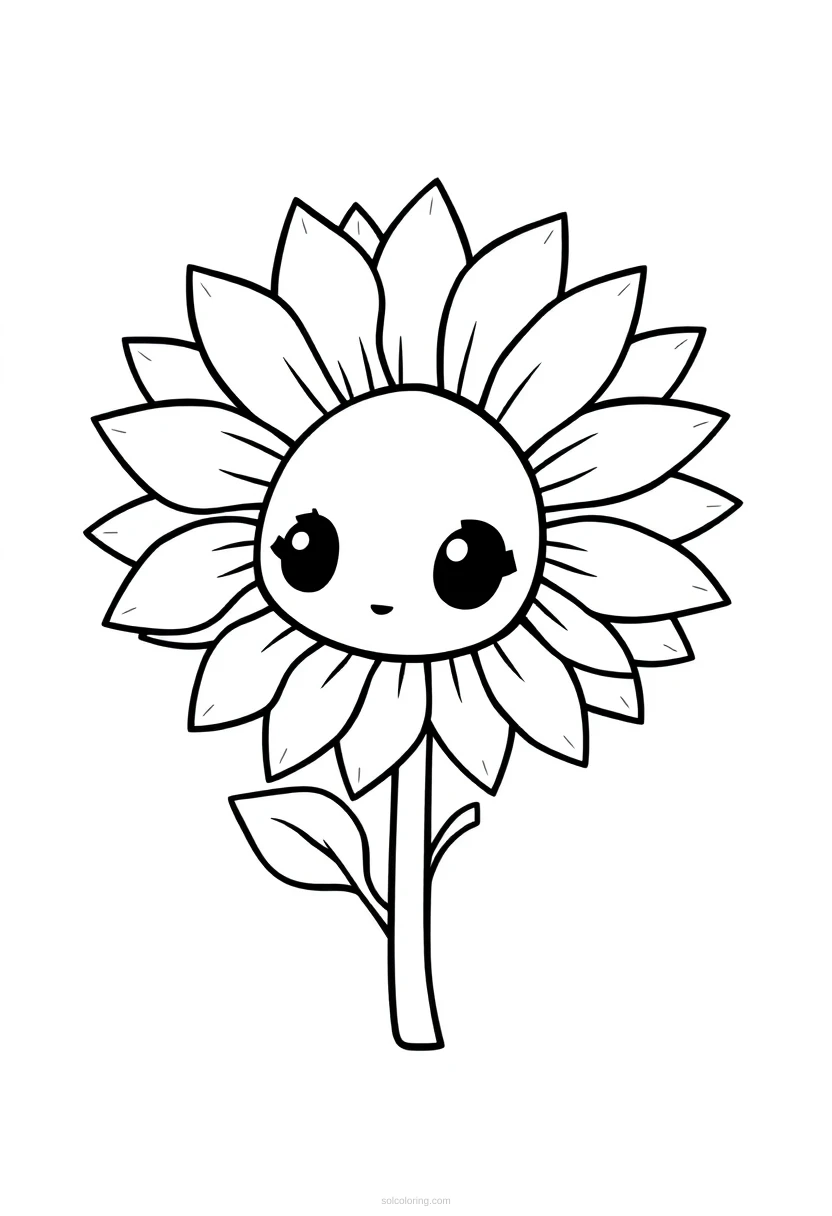 Sunflower coloring page for kids