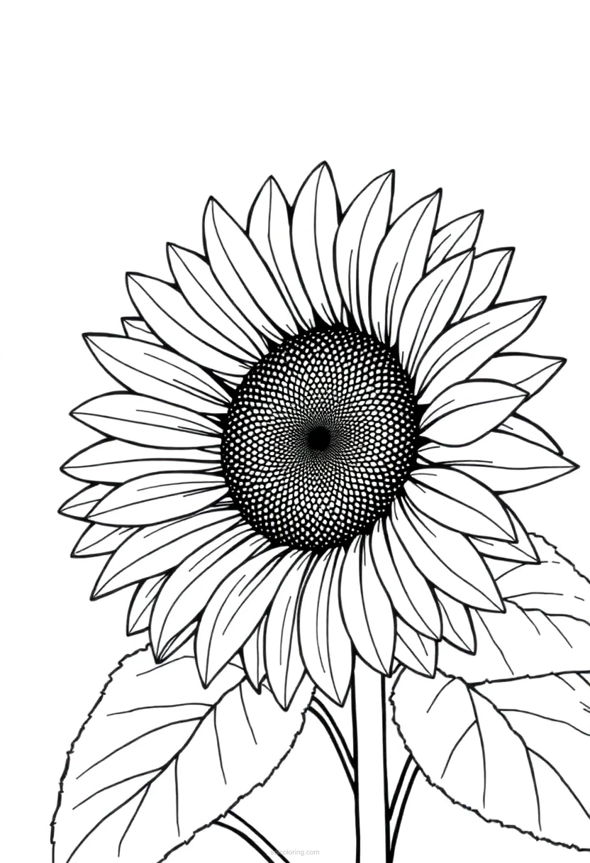 Sunflower coloring page for kids