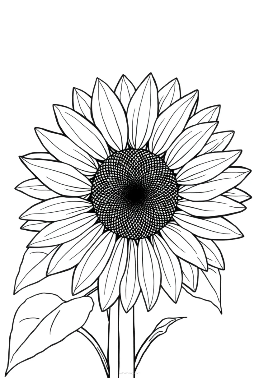 Sunflower coloring page for kids
