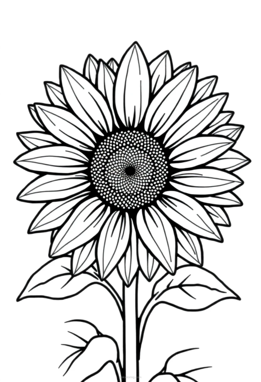 Sunflower coloring page for kids