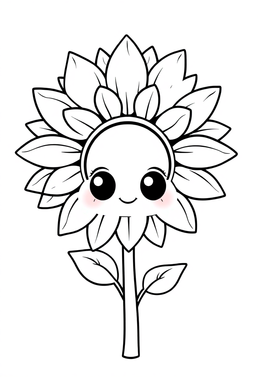 Sunflower coloring page, free printable