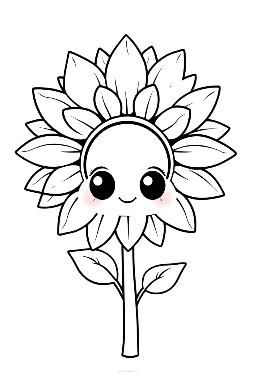 Sunflower coloring page for kids