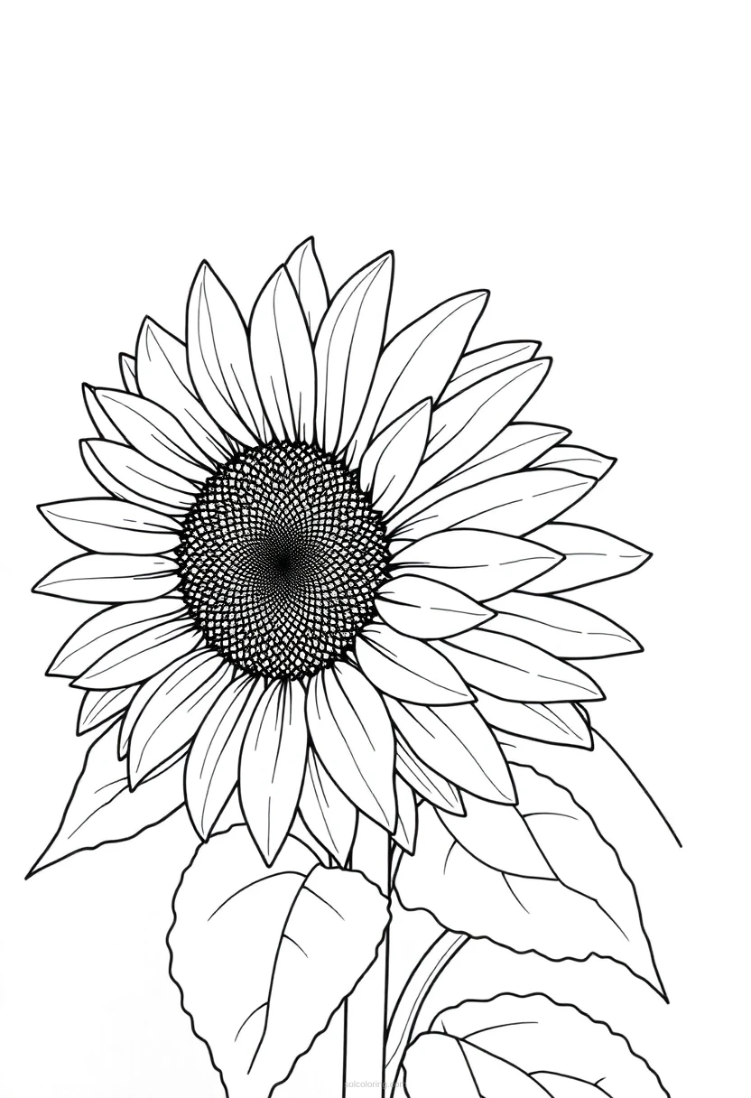 Sunflower coloring page for kids