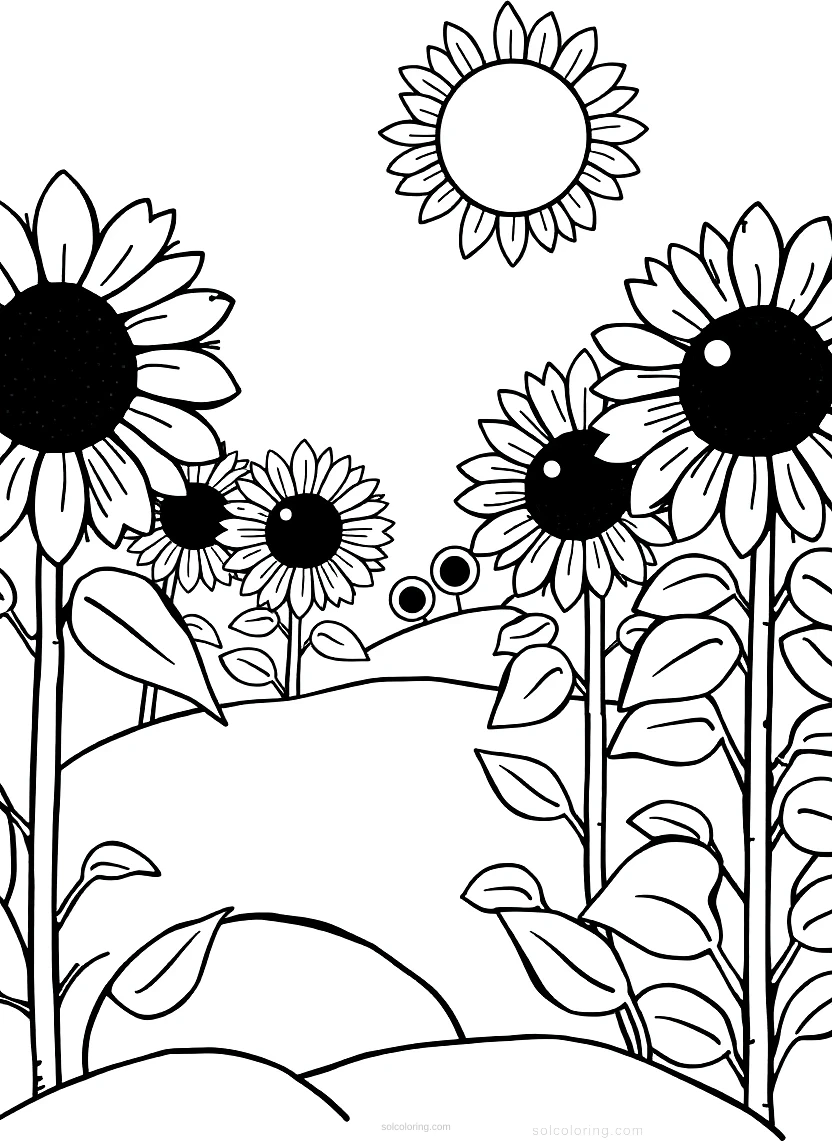 Sunflower Field Painting coloring page for kids