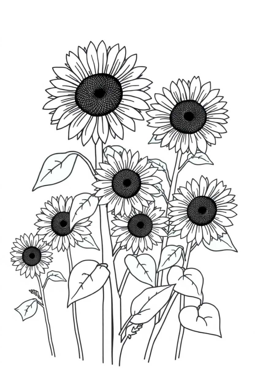 Sunflower Field Painting coloring pages