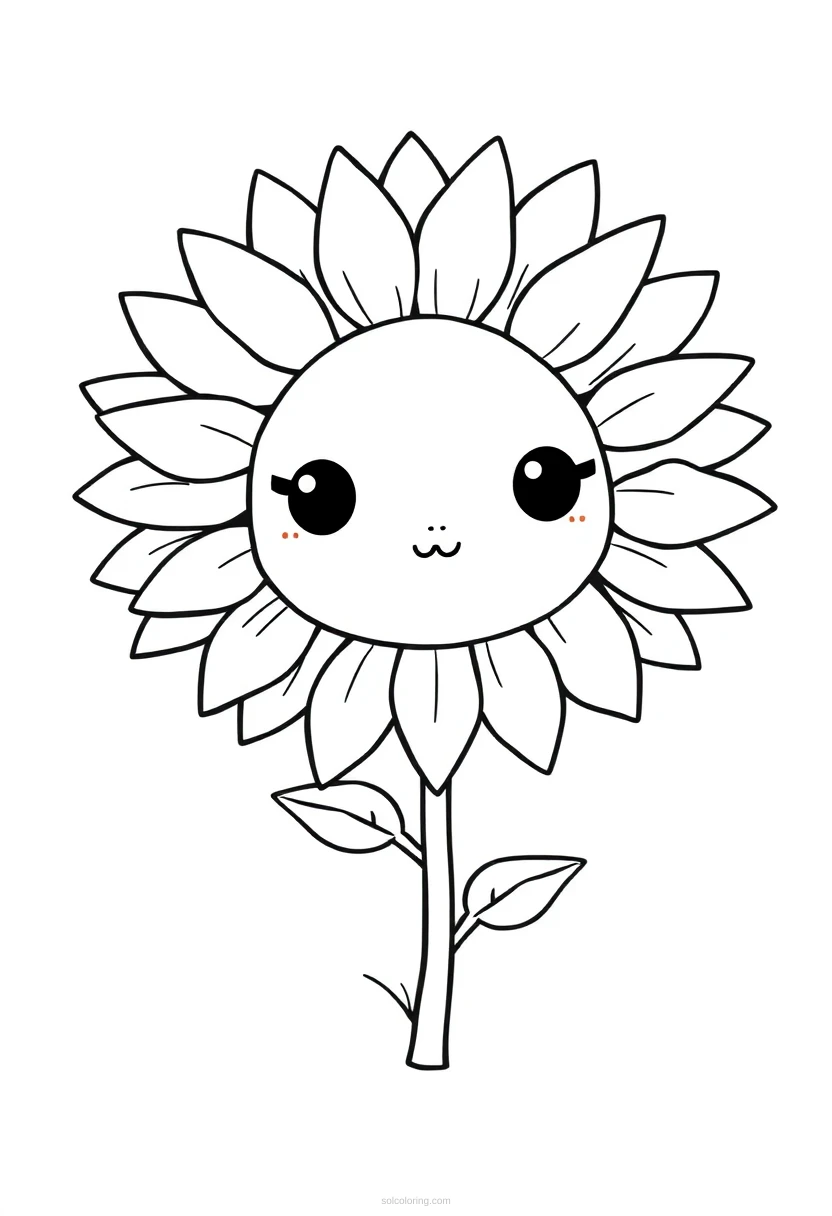 Sunflower coloring page for kids