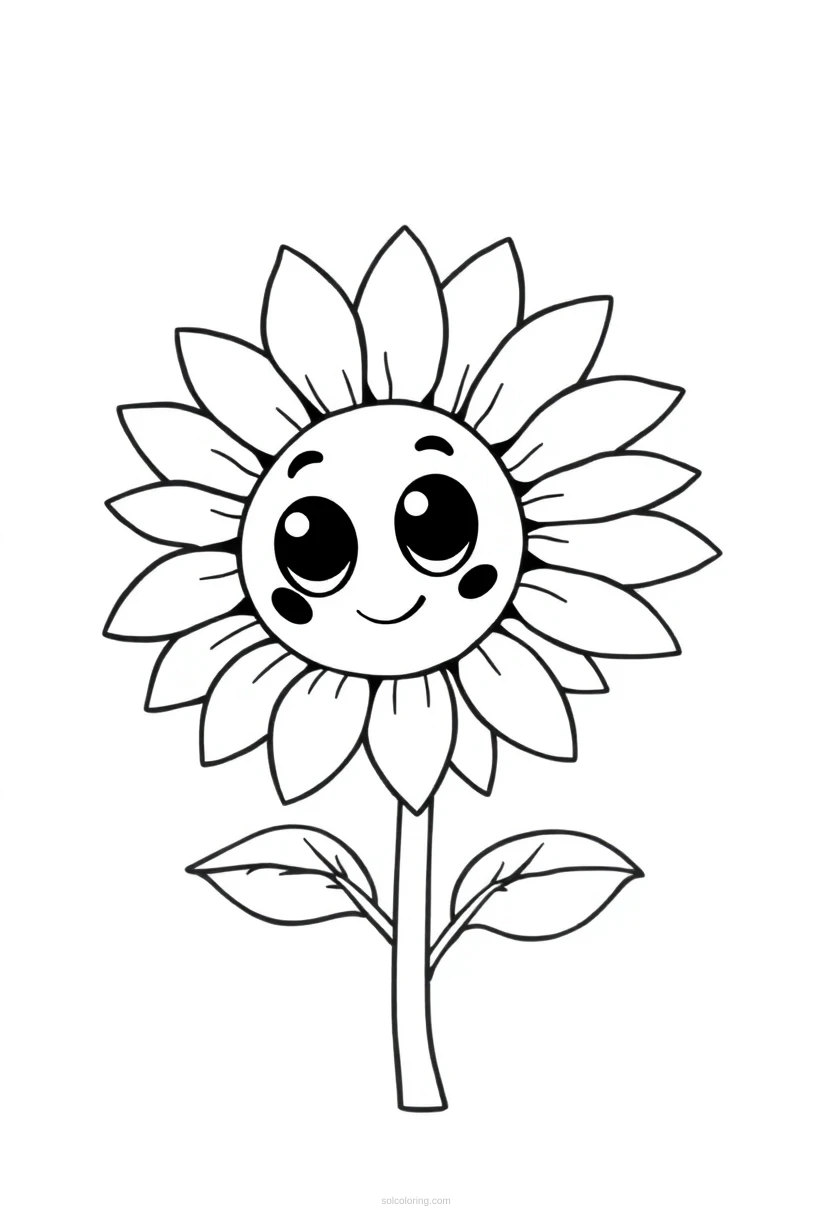 Sunflower coloring page for kids