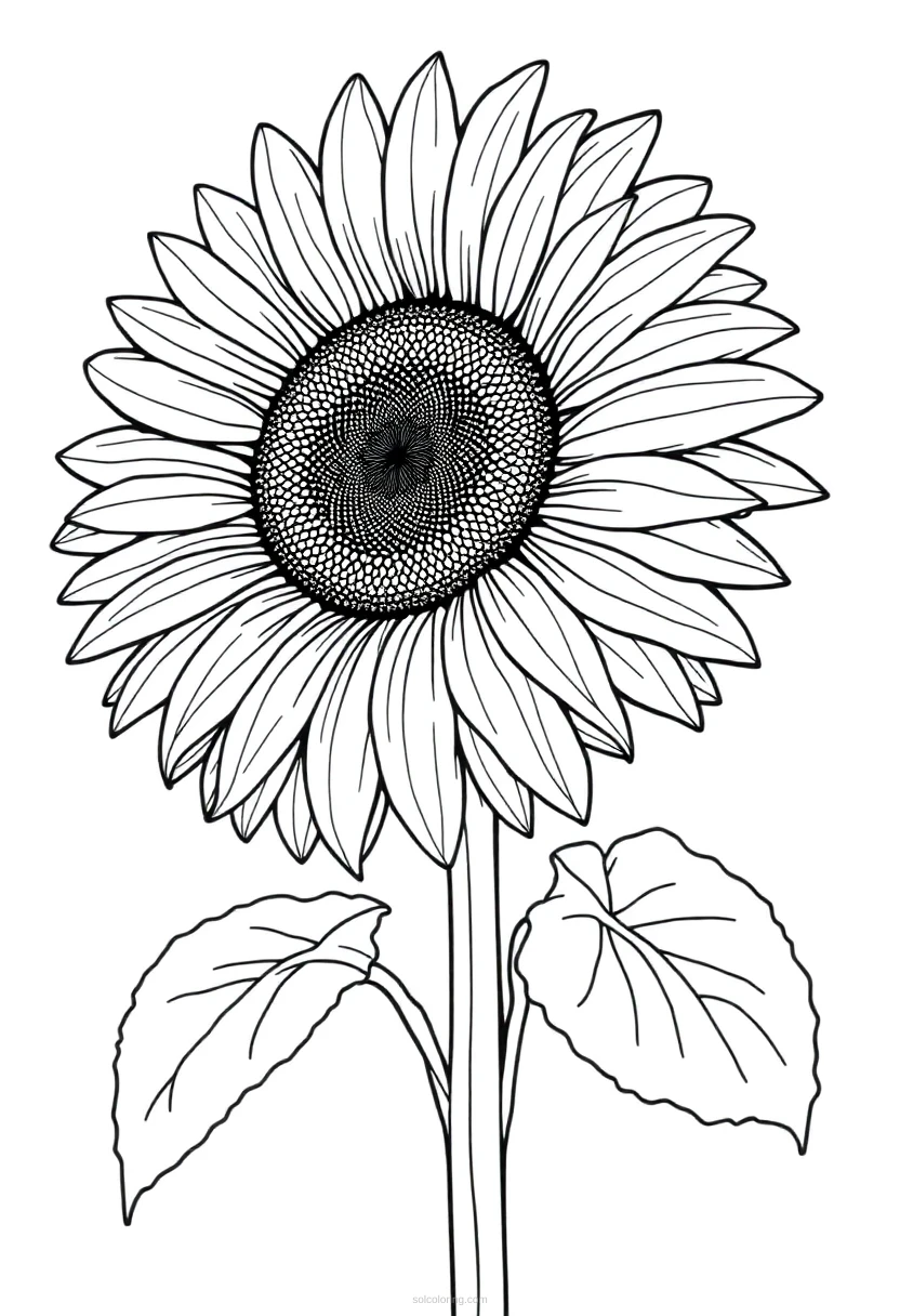 Sunflower coloring page for kids