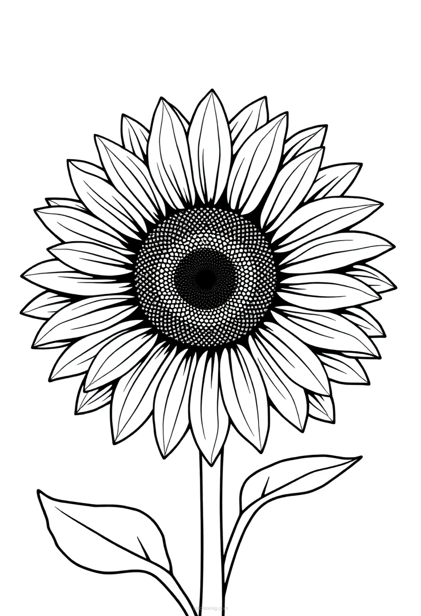 Sunflower coloring page for kids