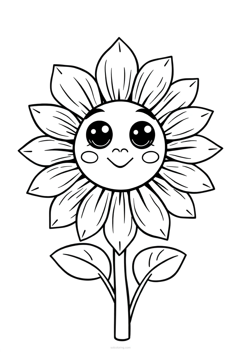 Sunflower coloring page for kids