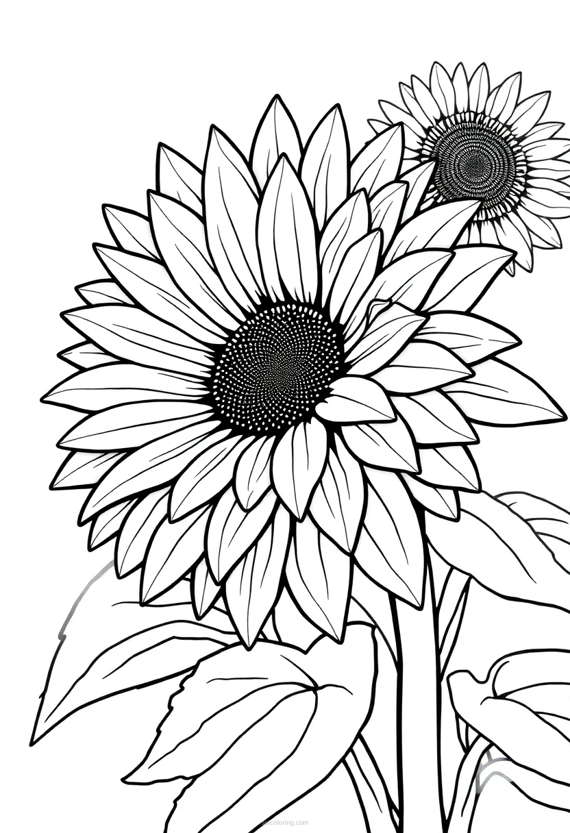Sunflower coloring page for kids