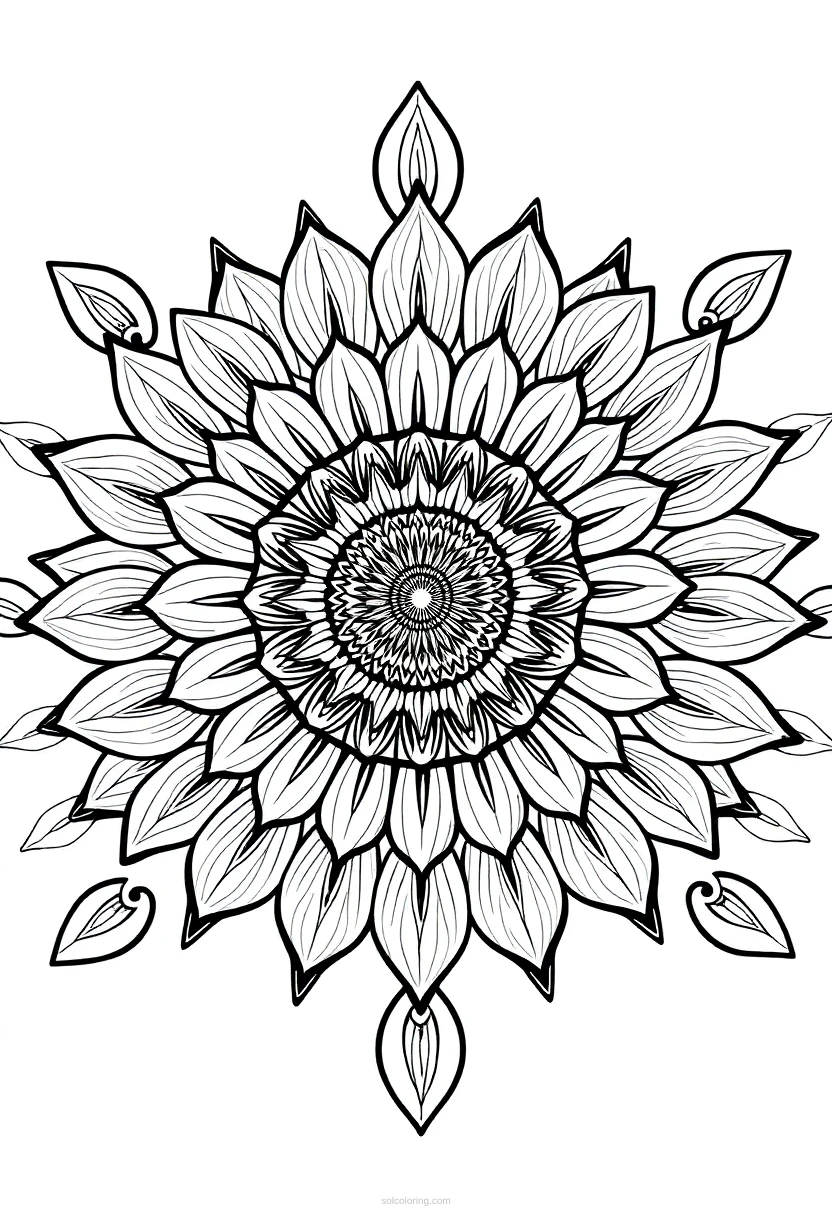 Sunflower coloring page for kids