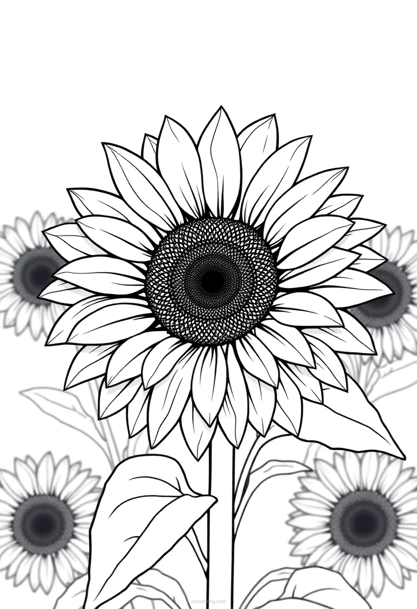 Sunflower coloring page for kids