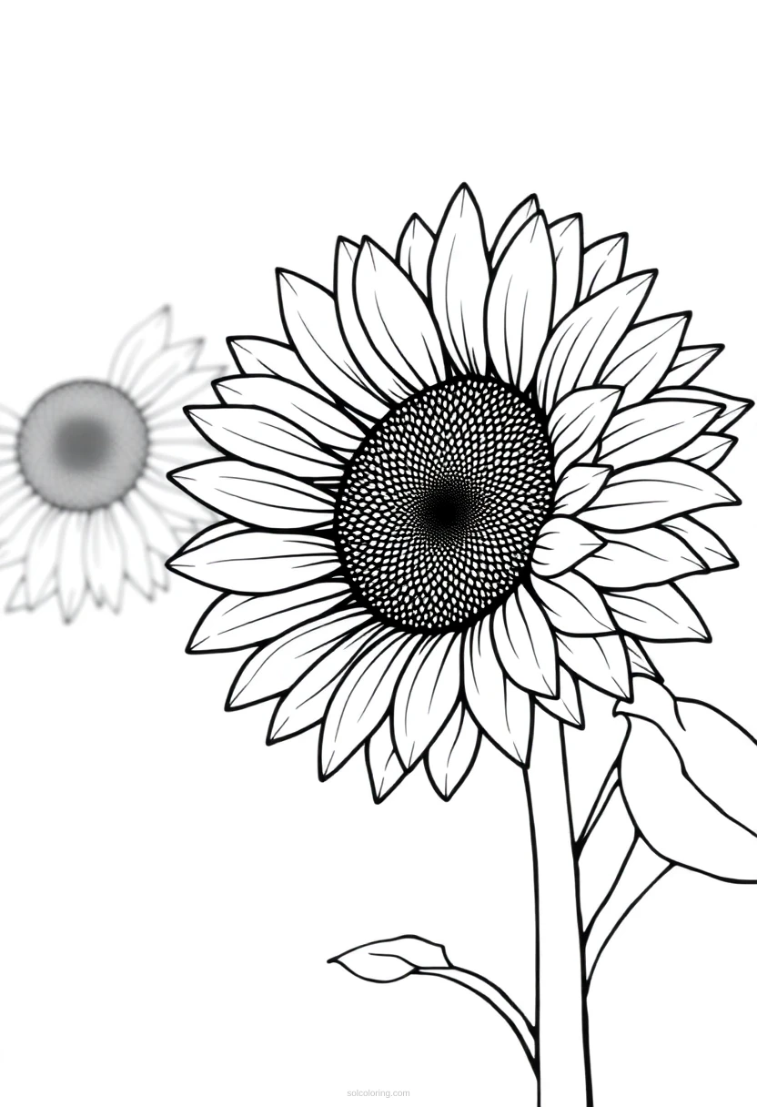 Sunflower coloring page for kids