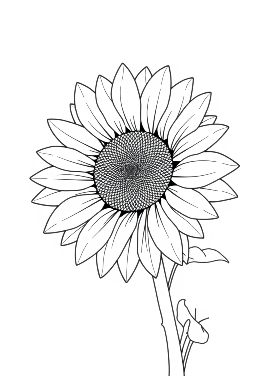 Sunflower coloring page, free printable