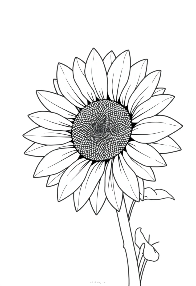 Sunflower coloring page for kids