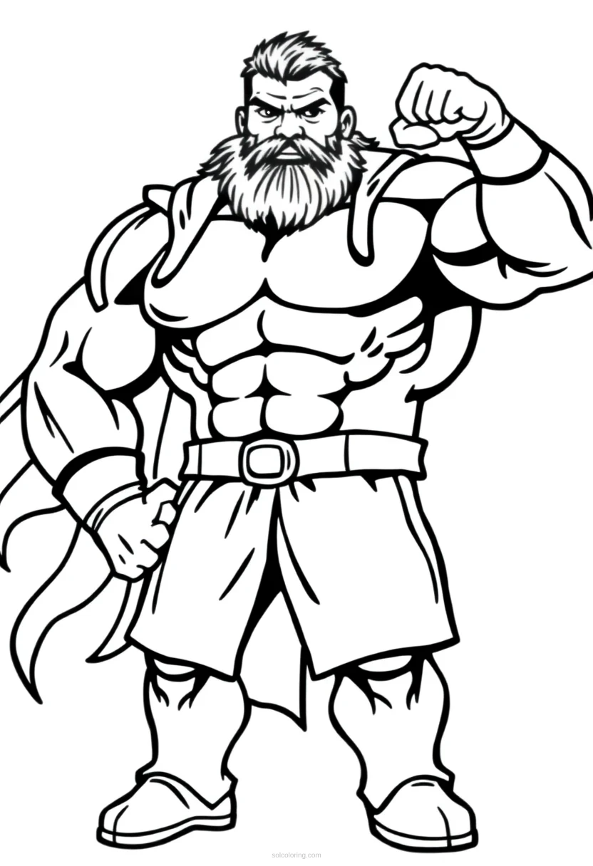 Super Strong Strongman coloring page for kids