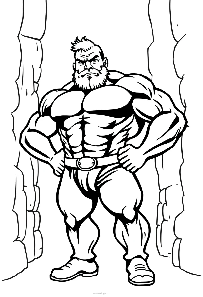 Super Strong Strongman coloring page for kids
