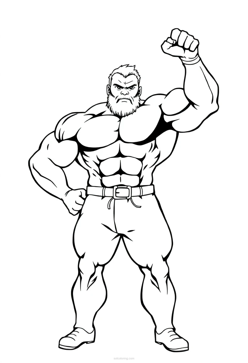 Super Strong Strongman coloring page for kids