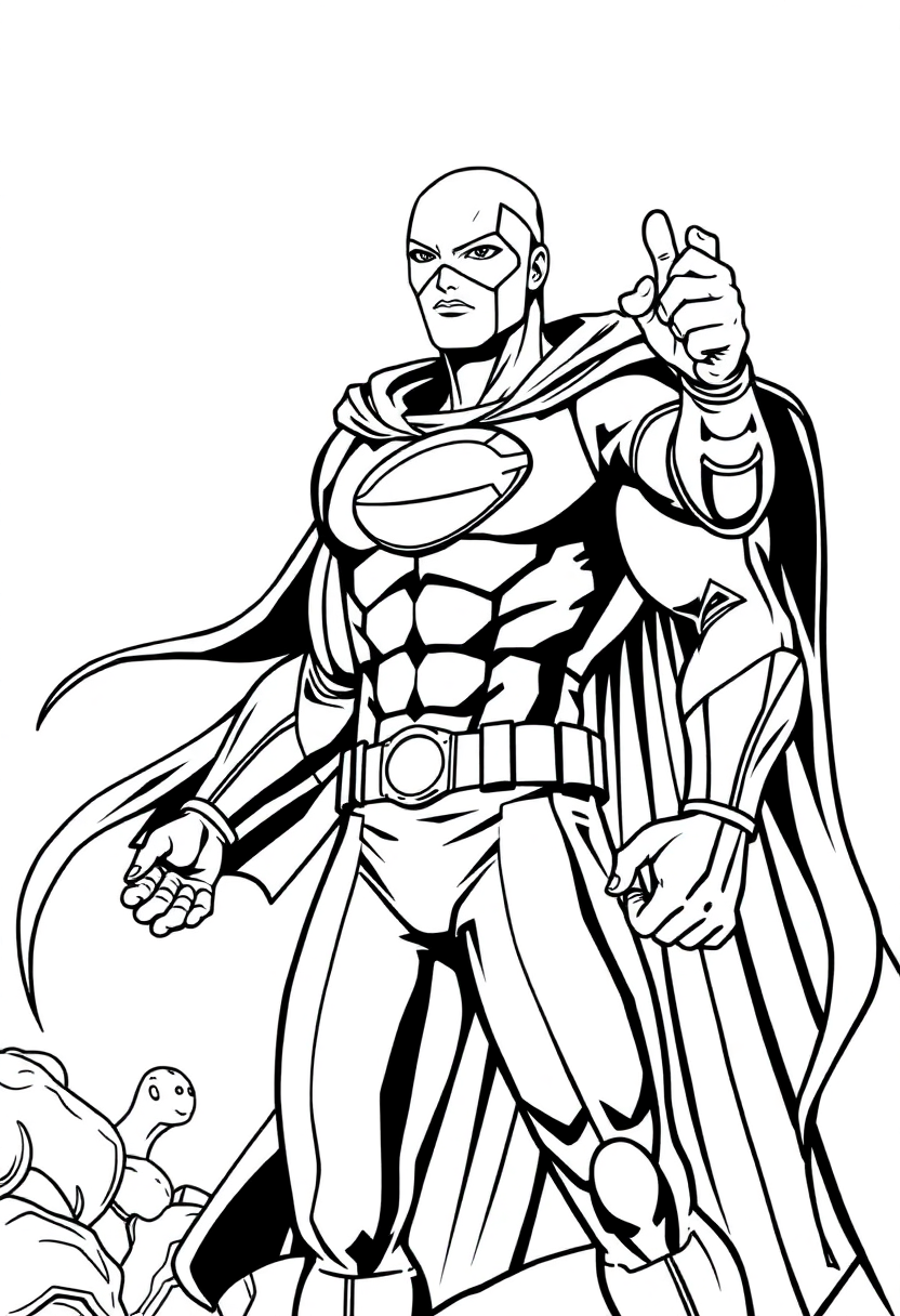 Superhero coloring page, free printable