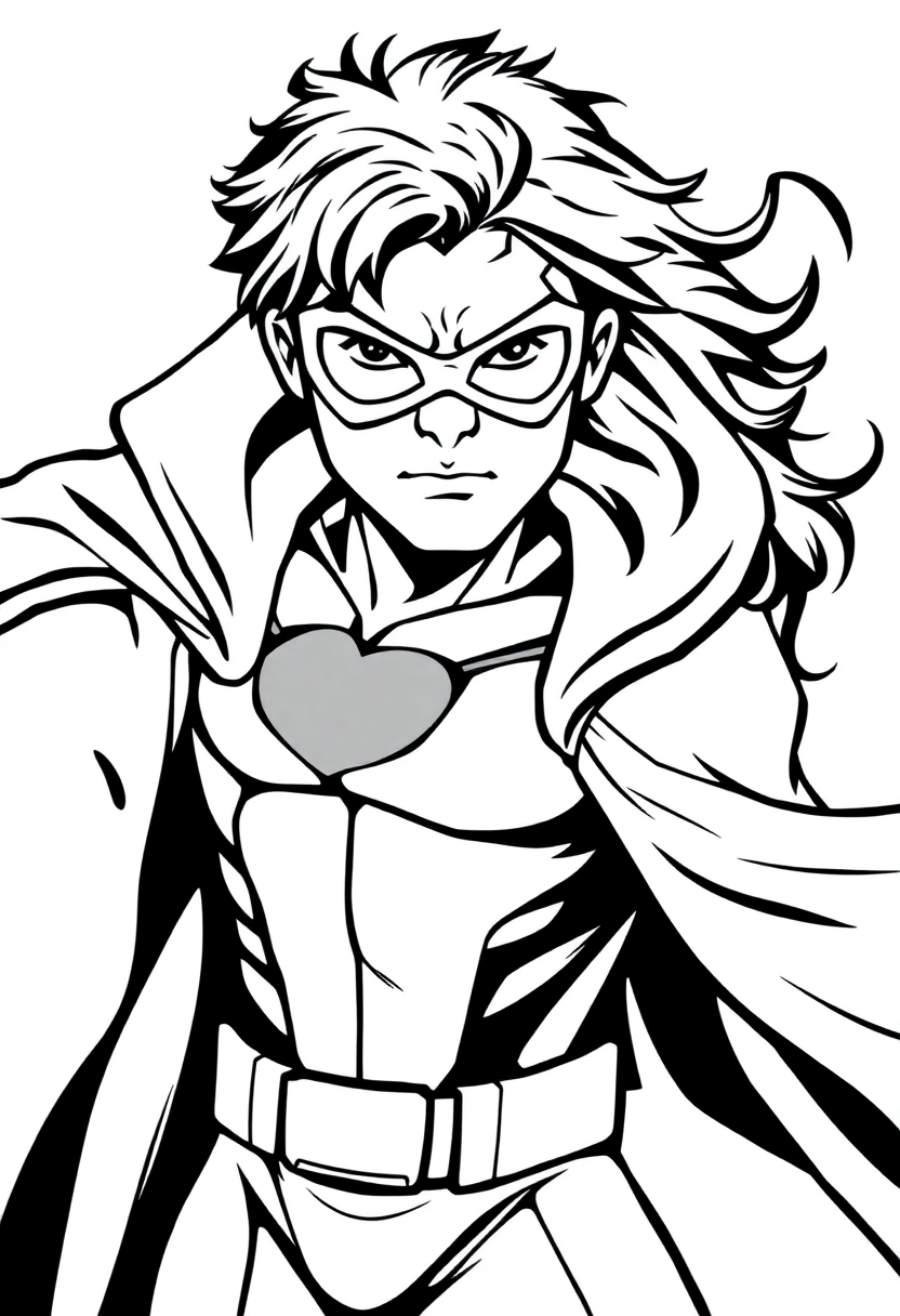 Superhero coloring page, free printable