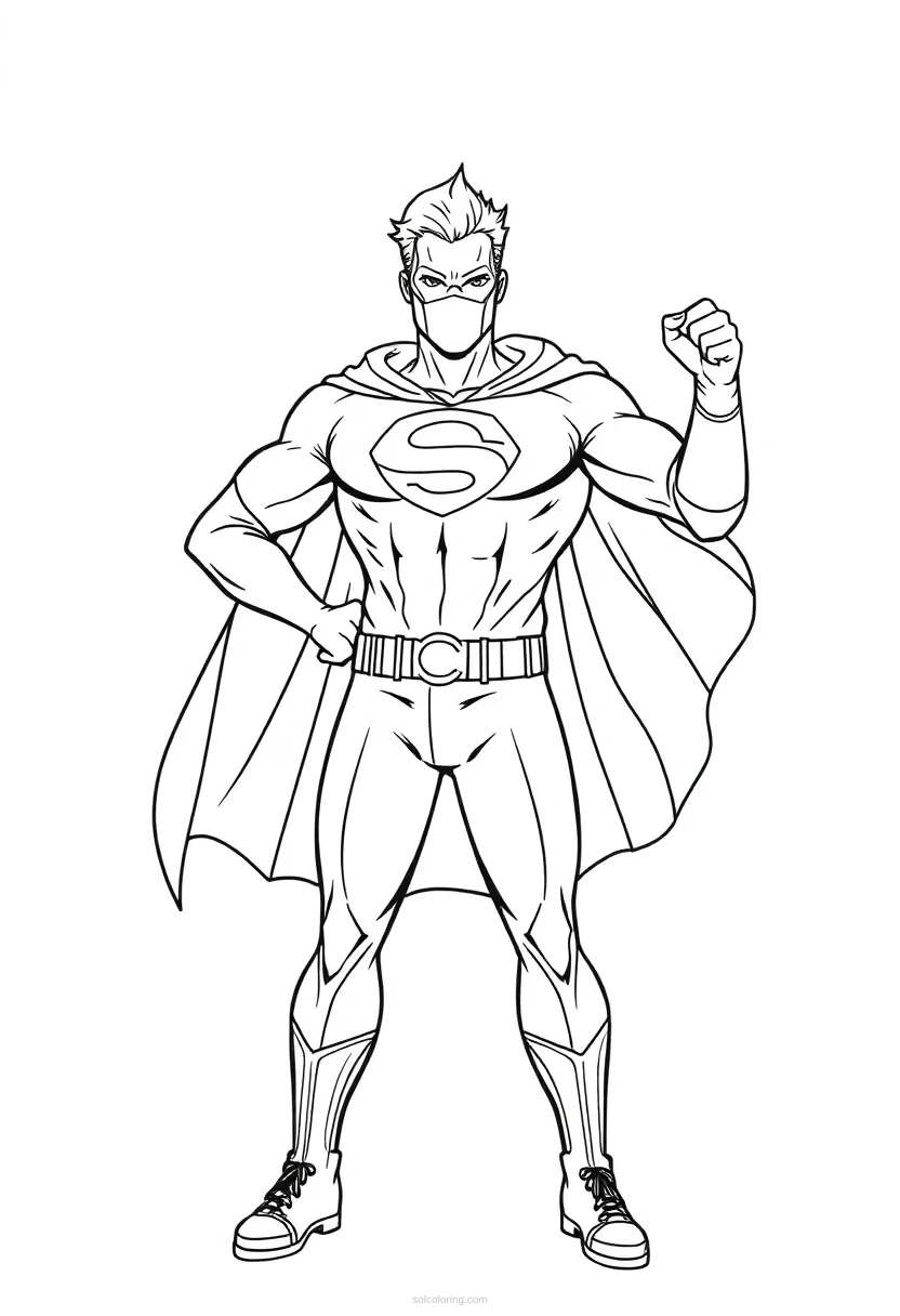 Superhero Detailed coloring page for kids