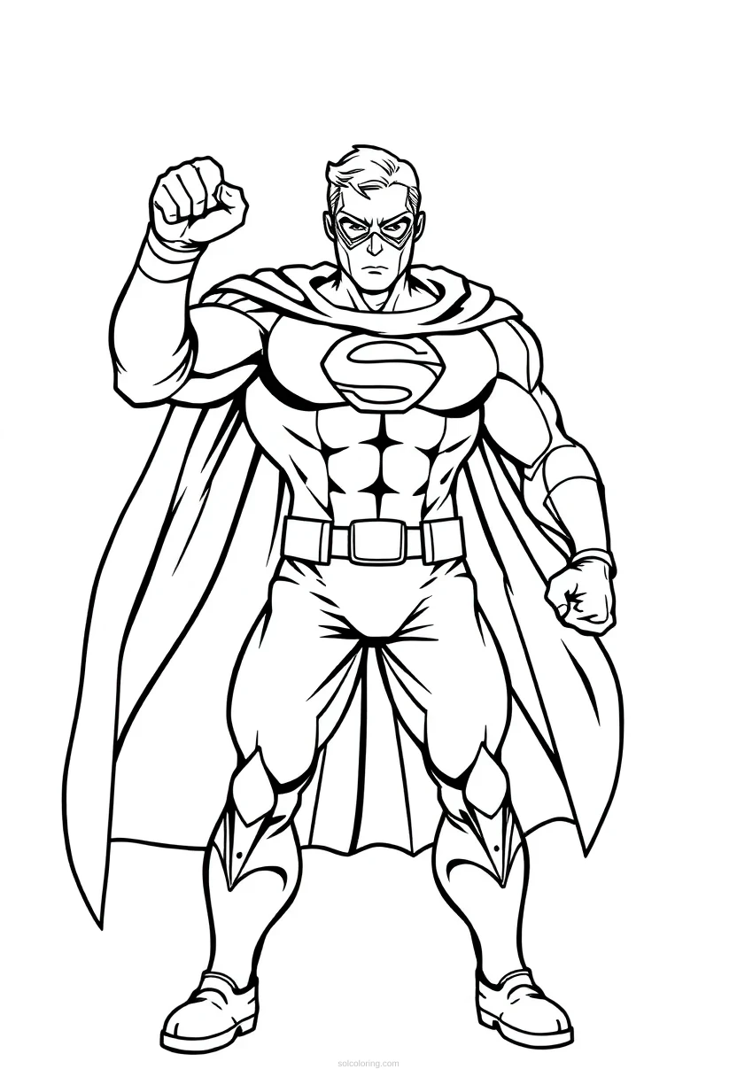 Superhero Detailed coloring page for kids
