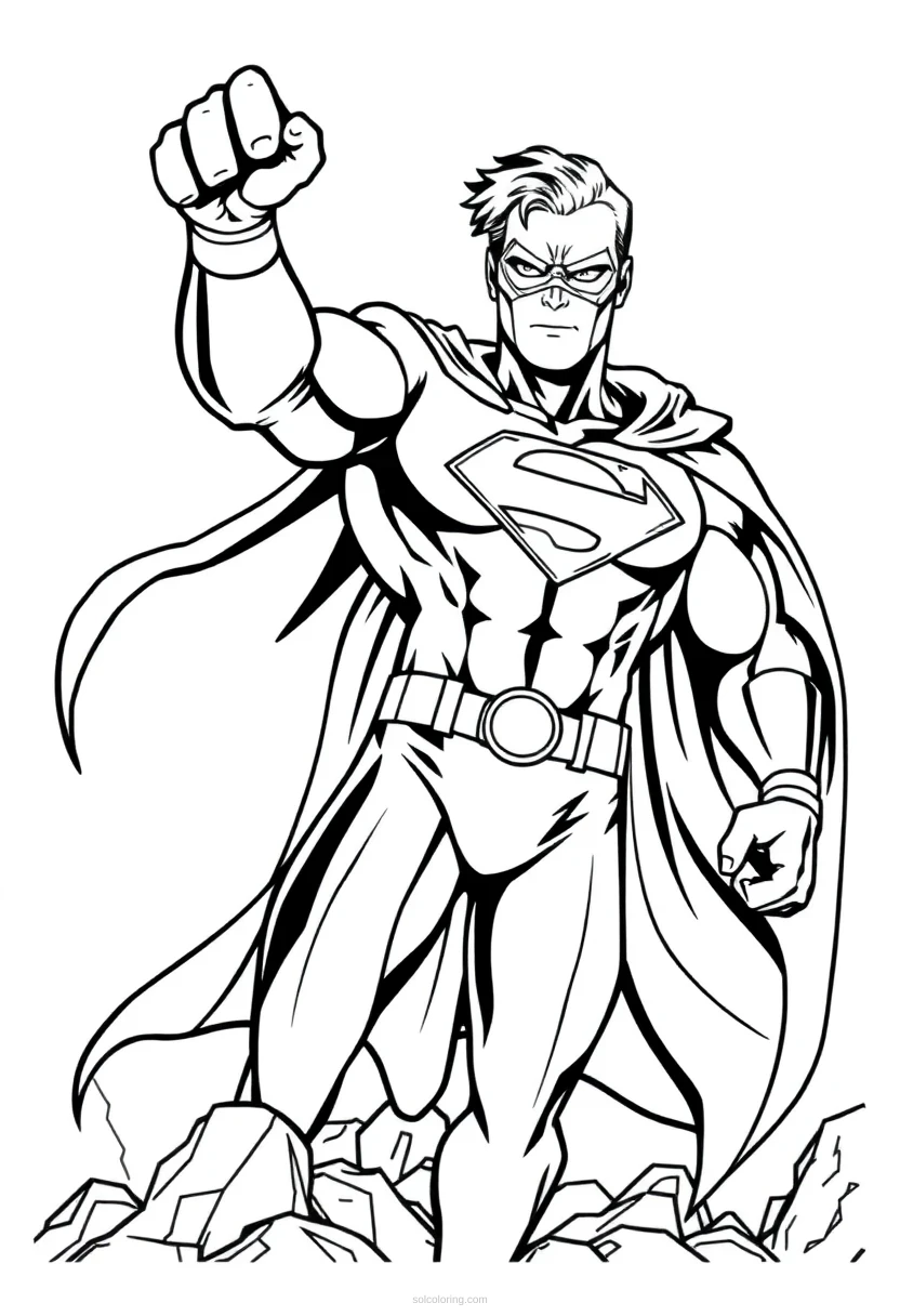 Superhero Detailed coloring page for kids
