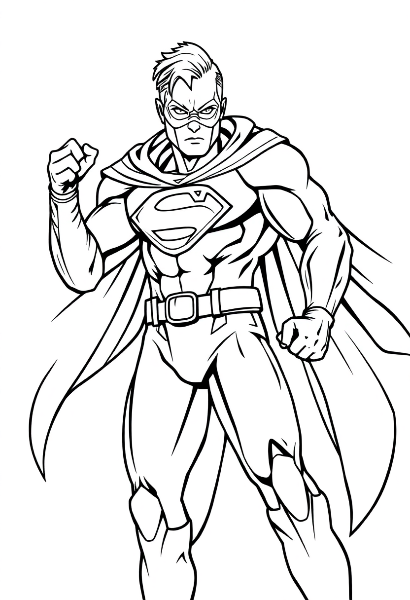 Superhero coloring page, free printable