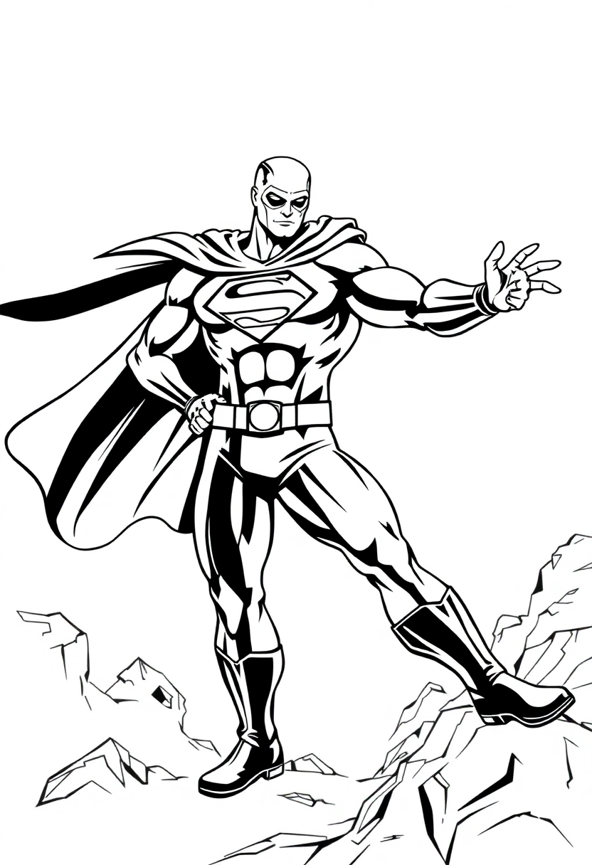 Superhero coloring page, free printable