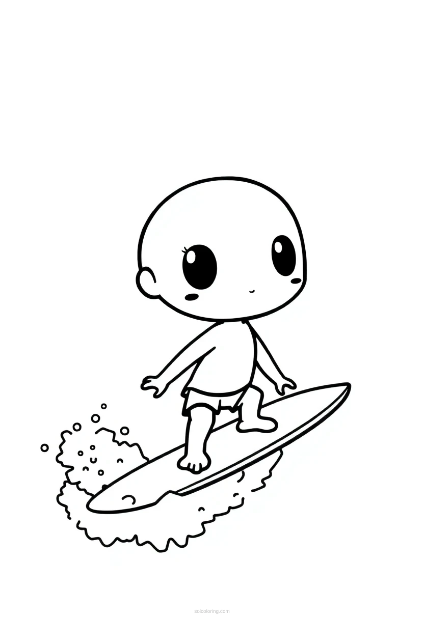 Surfing Big Waves coloring page for kids