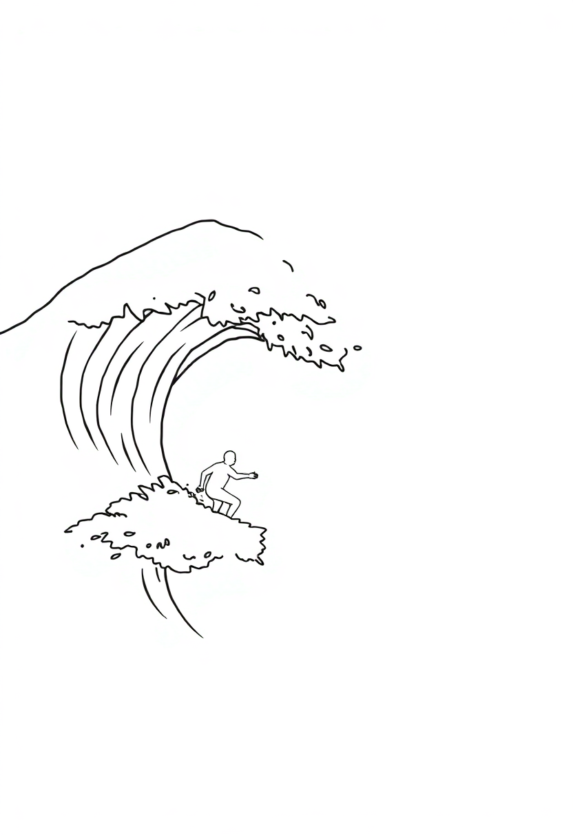 Surfing Big Waves coloring page, free printable
