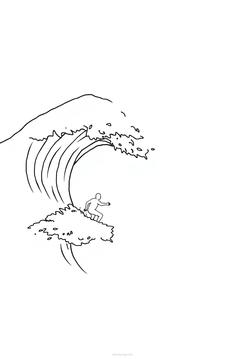 Surfing Big Waves coloring page for kids