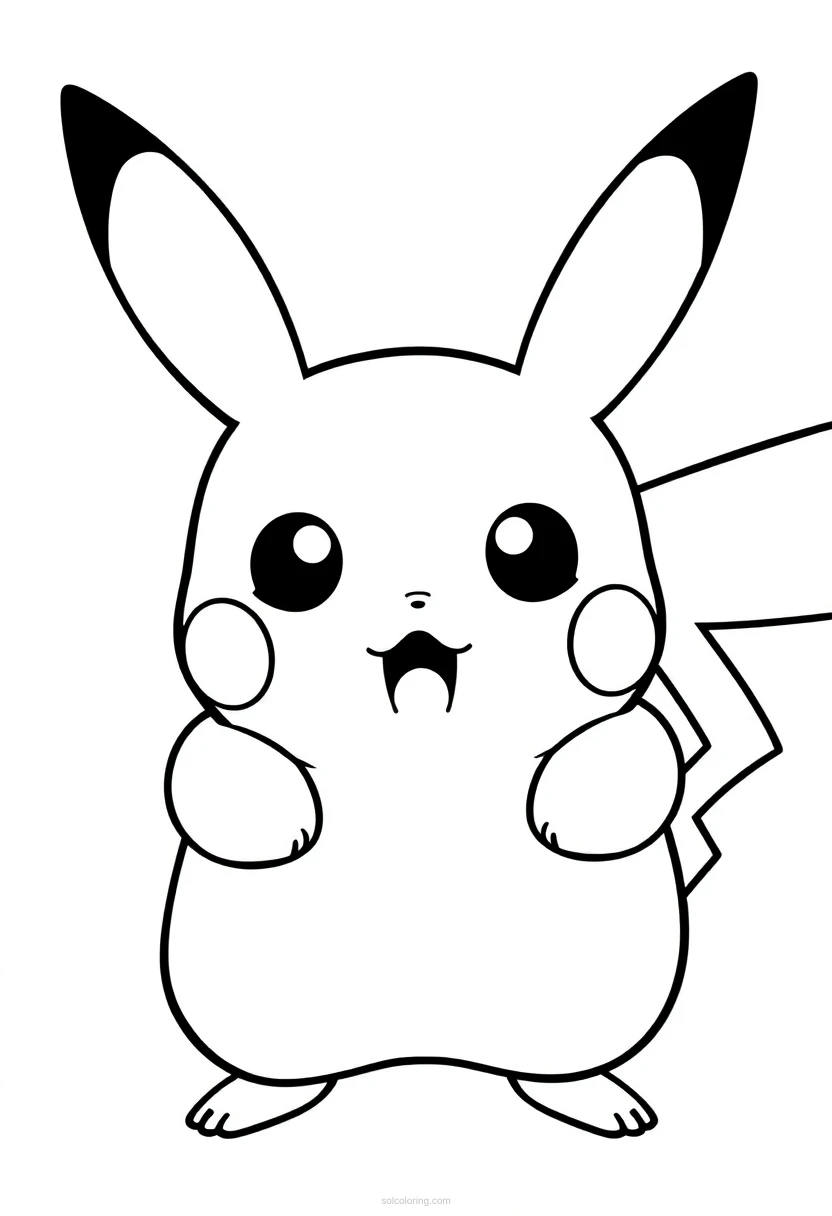 Surprised Pikachu Face Expression coloring page for kids