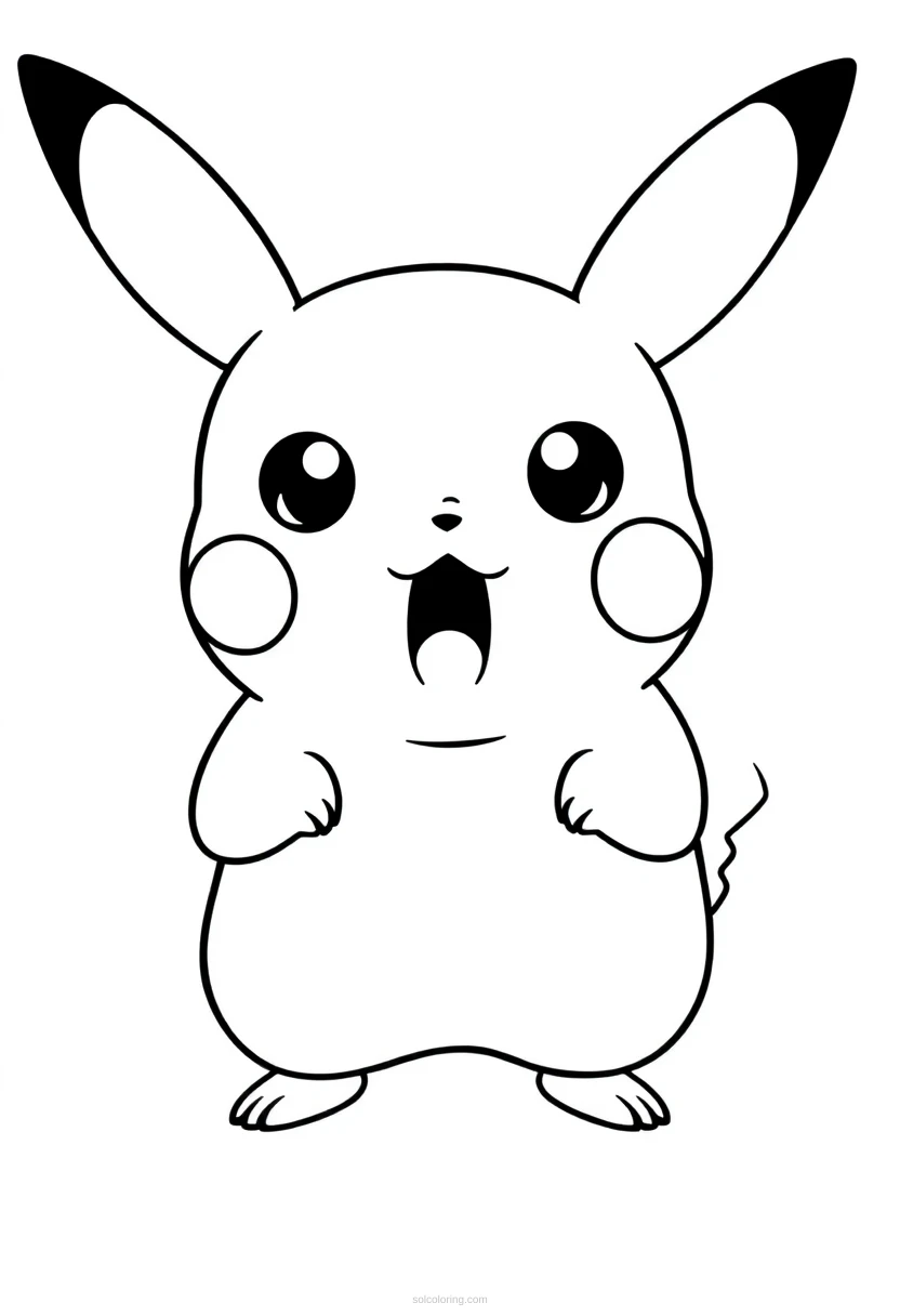 Surprised Pikachu Face Expression coloring page for kids
